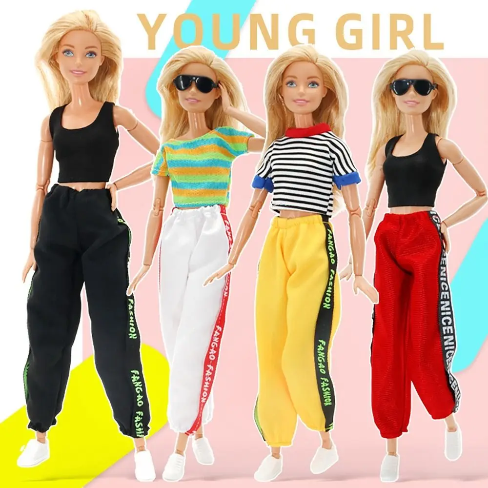 Fashion Female Doll Dress Casual Sport Pants Tank Top T-shirt Handmade Party Clothes For 30cm Doll Accessories Child Toys Gift