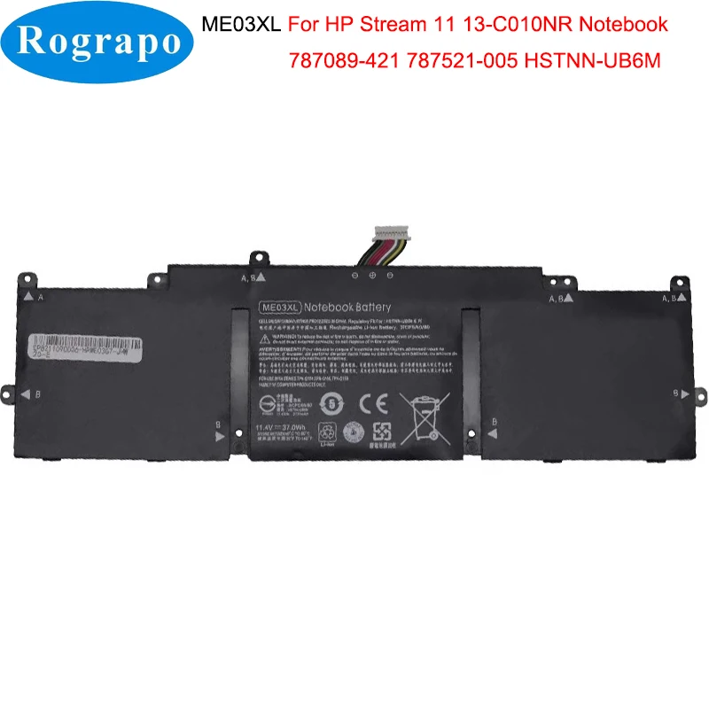 Nueva batería de ordenador portátil 11,4 V 37WH ME03XL para HP Stream 11 13 C010NR HSTNN-UB6M HSTNN-LB60 TPN-Q154 Q155 Q156