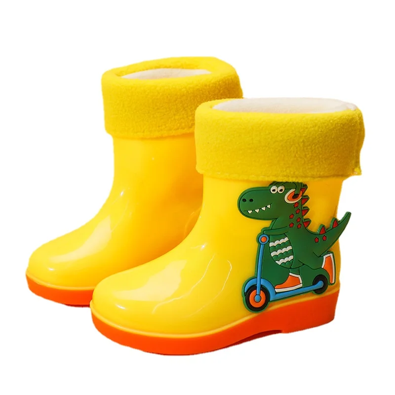 Children rain shoes girls warm light non slip boys children shoes rubber shoes winter overshoes rain boots botte enfant fille