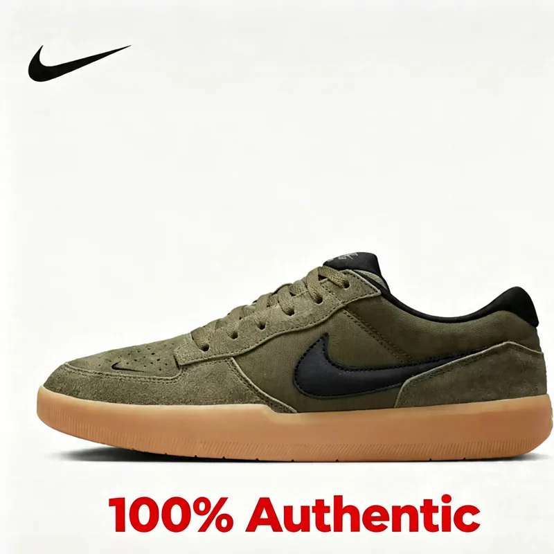 Nike IQ8398-200 2026 New Low Top Skate Shoes Olive Suede Gum Sole Casual Street Sneakers Outperform Peer Skate Footwear