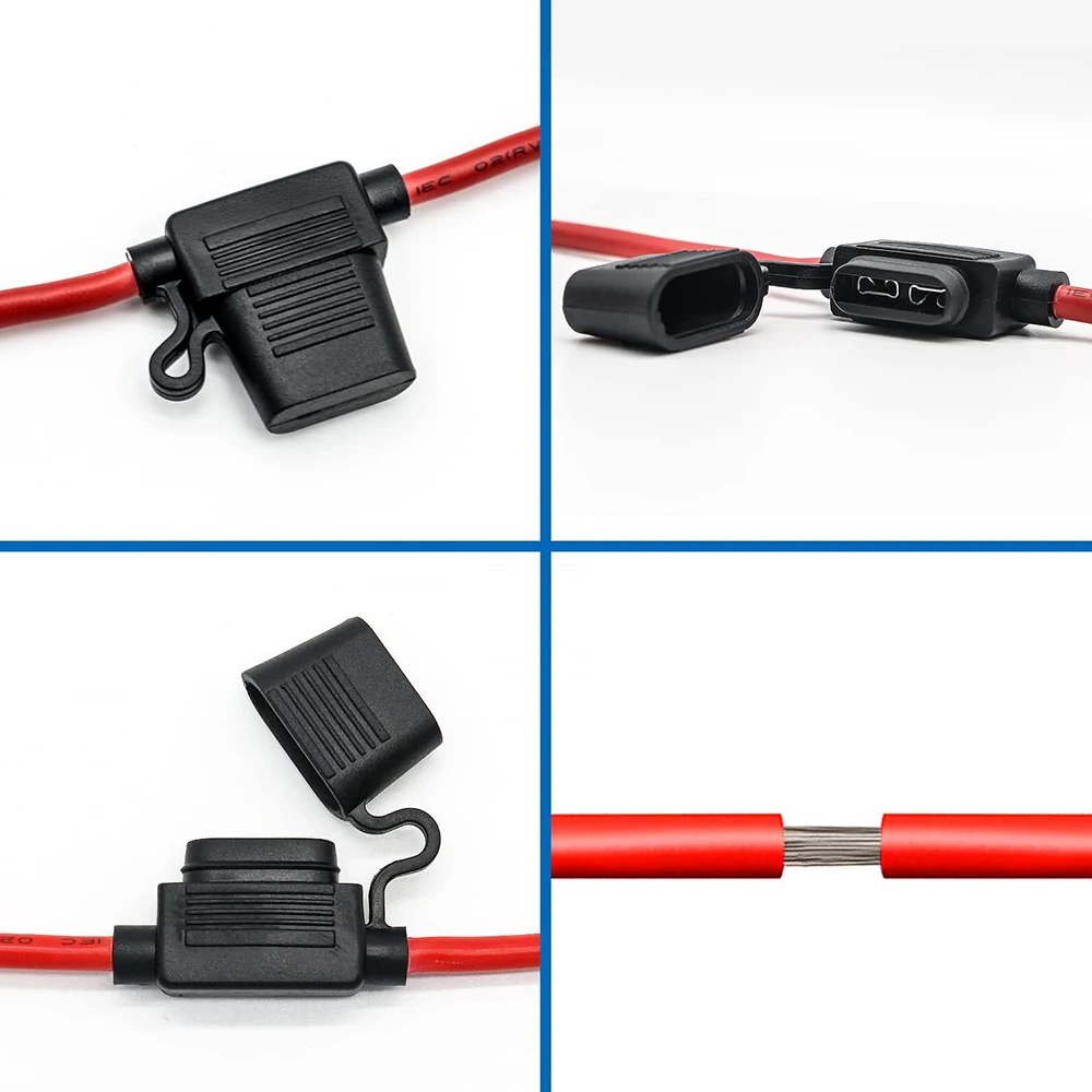 4er-Set 10 AWG Standard-Flachsicherungshalter, spritzwassergeschützte Box 12V 40A mit Sicherungen, Flachdraht-Trennschalter, Sicherungssockel – Detail 4