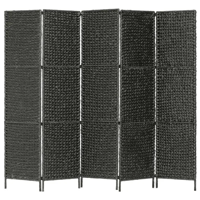 Paravent 5 pans noir 193 × 160 cm en jacinthe d'eau, Beau et pratique