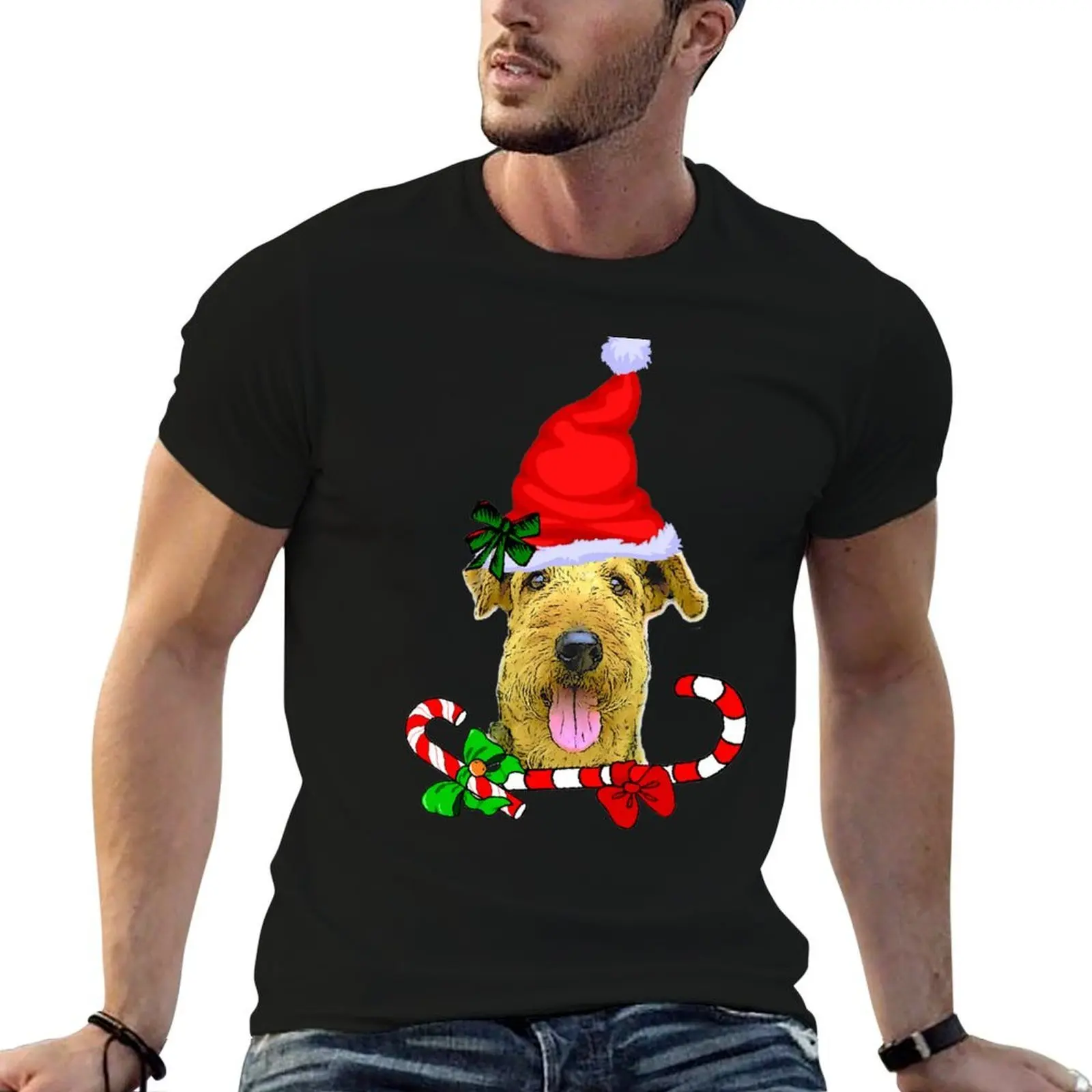 

Airedale Terrier Christmas Gifts T-Shirt t shirts with prints men t shirt cotton 100% t shirts for man pack white T-shirt