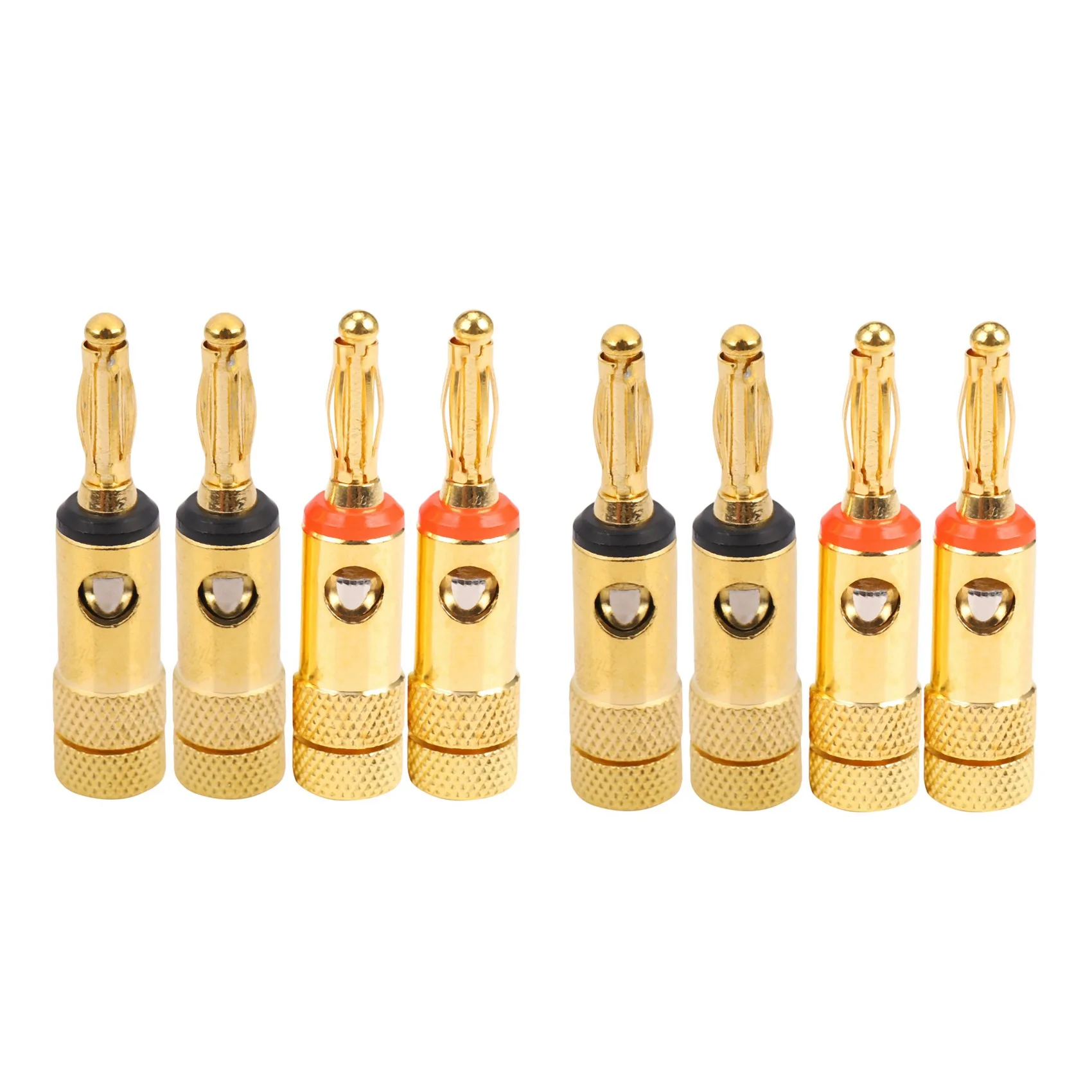 Superior-Gold Plated Banana Plugs 4 Red 4 Black 4Mm 8 Pcs LL68-4BP1