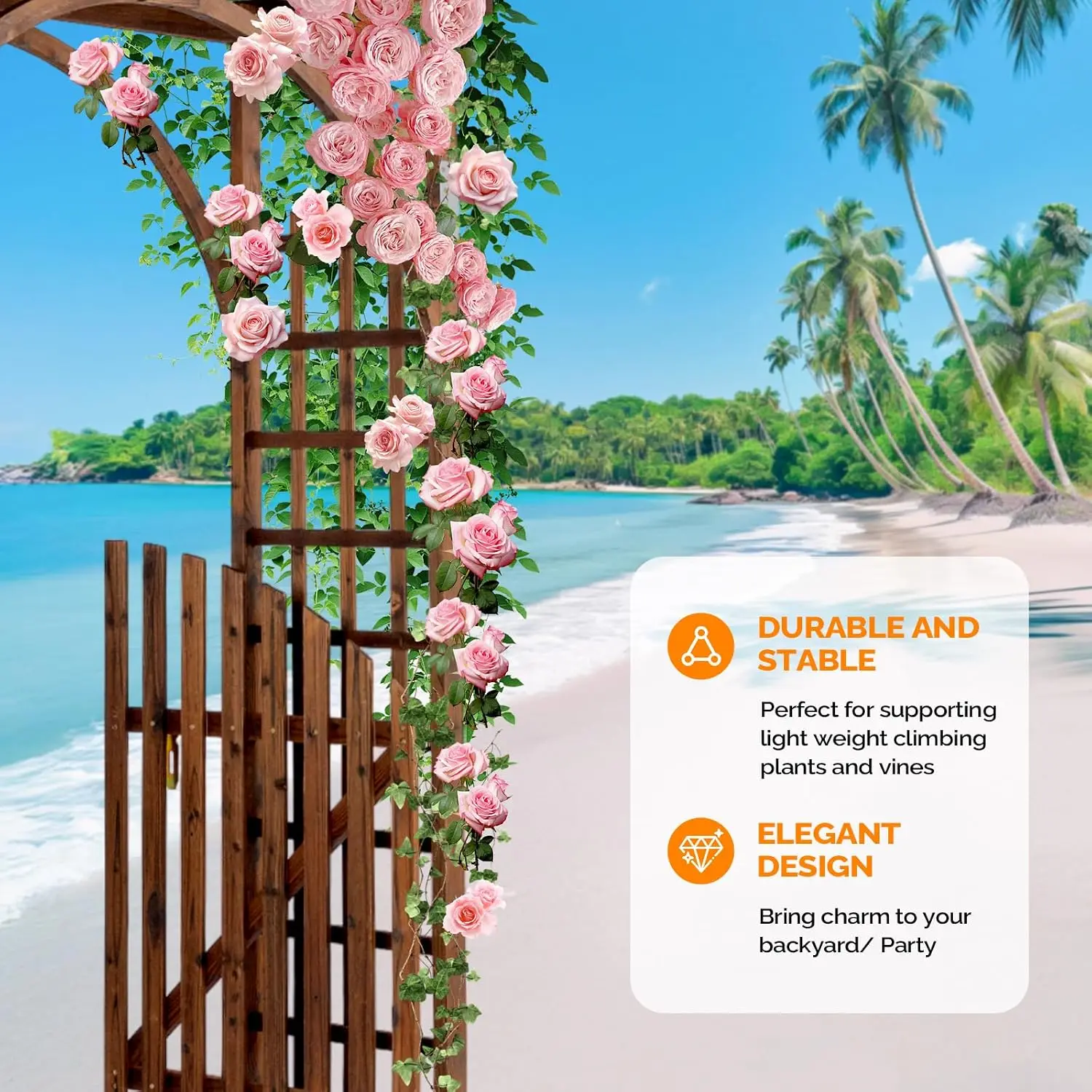 85in Wooden Arbor Garden Arch, Wedding Arch for Ceremony, Wood Trellis for Plant Climbing, Christmas Decor Pergola, Customized 5