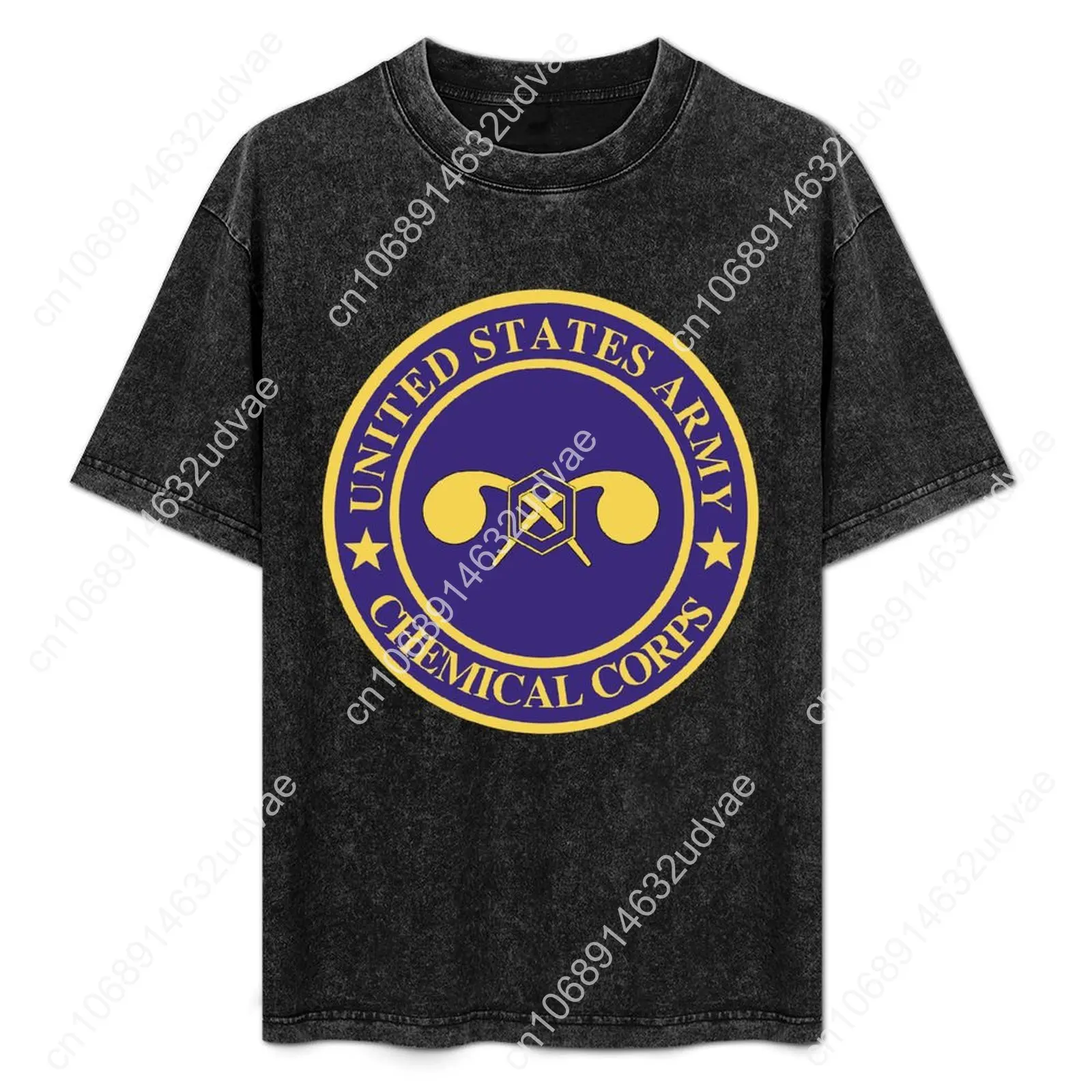미국 육군 화학 군단 레트로 티셔츠 남성 여성 빈티지 티셔츠 짧은 티셔츠 맞춤형 탑 유니섹스 의류 티셔츠