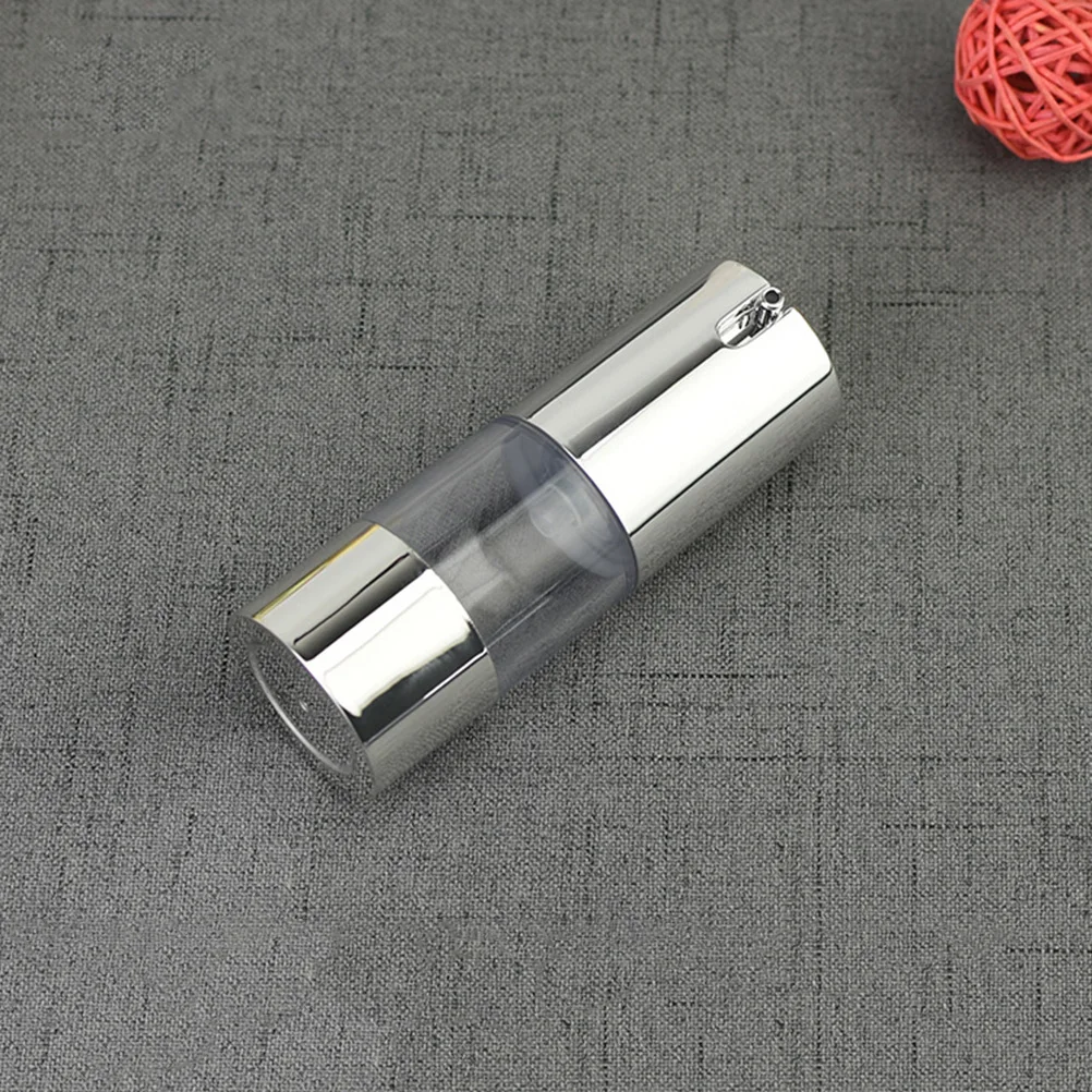 

15Ml Airless Pump Bottle Transparent Silver Emulsion Dispenser Travel Toiletry Container Skincare Cream Foundation