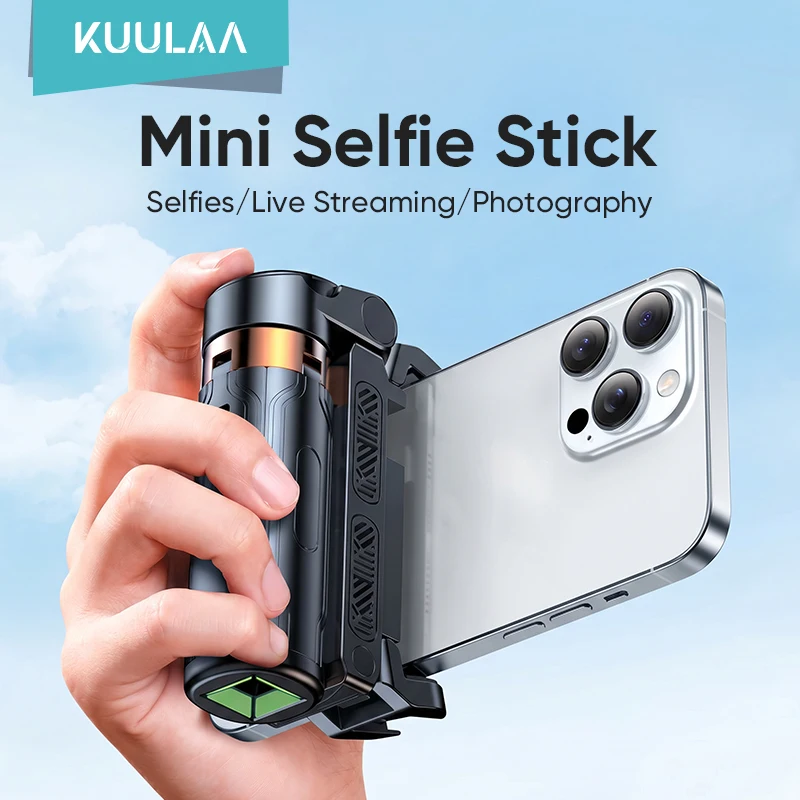 KUULAA Super Mini Selfie Stick Portable Phone Holder Shooting Aid Versatile Integrated Design Bluetooth Remote For Live Broadcas