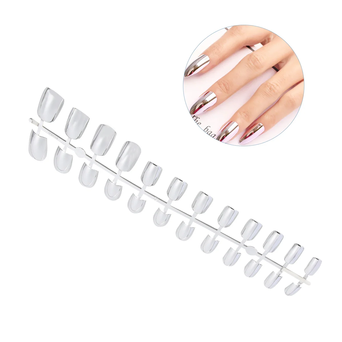 24枚入り プレミアムメタリックミラーネイルデカール きらめく反射ステッカー 簡単DIYネイルアート 全ての機会に使えるお祝いデコレーション