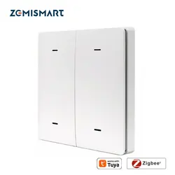 Zemismart Tuya Zigbee Wireless Scene Switch 1 2 3 4 Gangs Battery Powered Wall Remote with Push Button Smart Life App Control