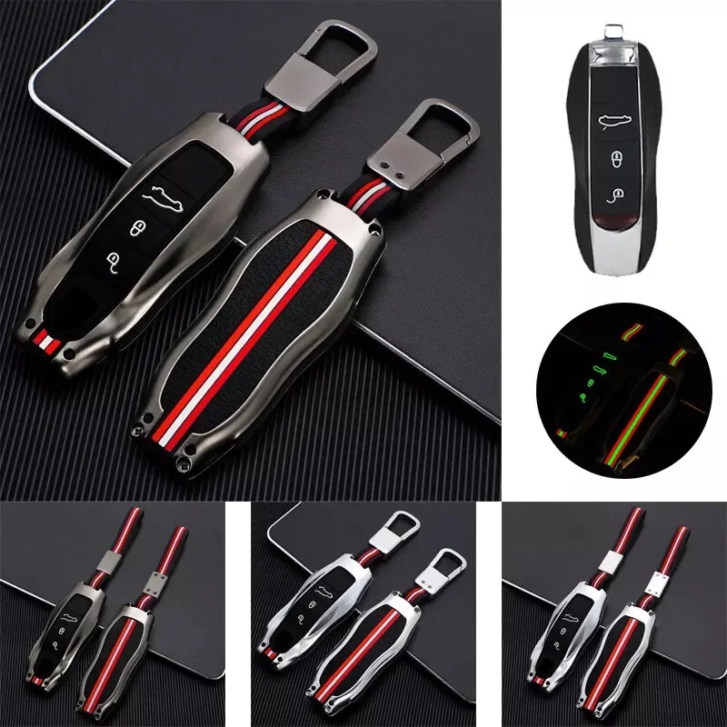 3 Button Zinc Alloy Silicone Car Remote Key Fob Case Cover For Porsche Cayenne Macan Carrera 918 Spyder Panamera Boxster 718 911