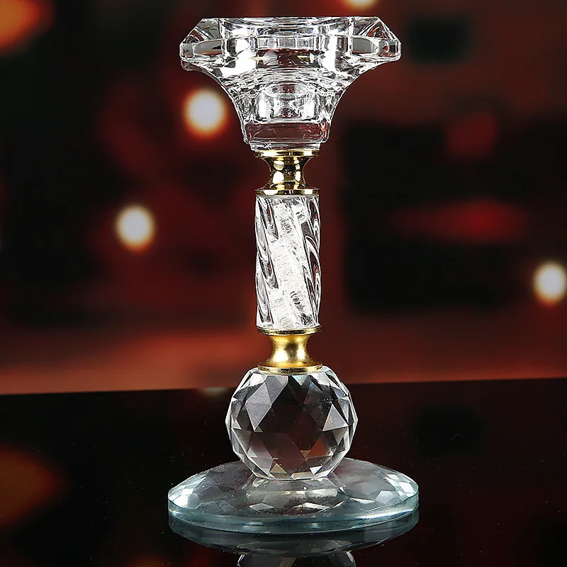 

New European Style Single Head Crystal Candle Holder Creative Crystal Crafts Wedding Candle Romantic Candle Holder