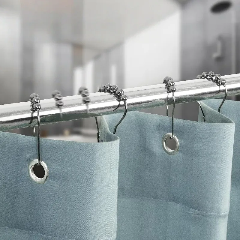 Decorative Gourd Shape 76 pcs Curtain Hooks, Smooth Roller Ball, Shower Curtain Liner & Closet Hanging, Anti-Drop Design