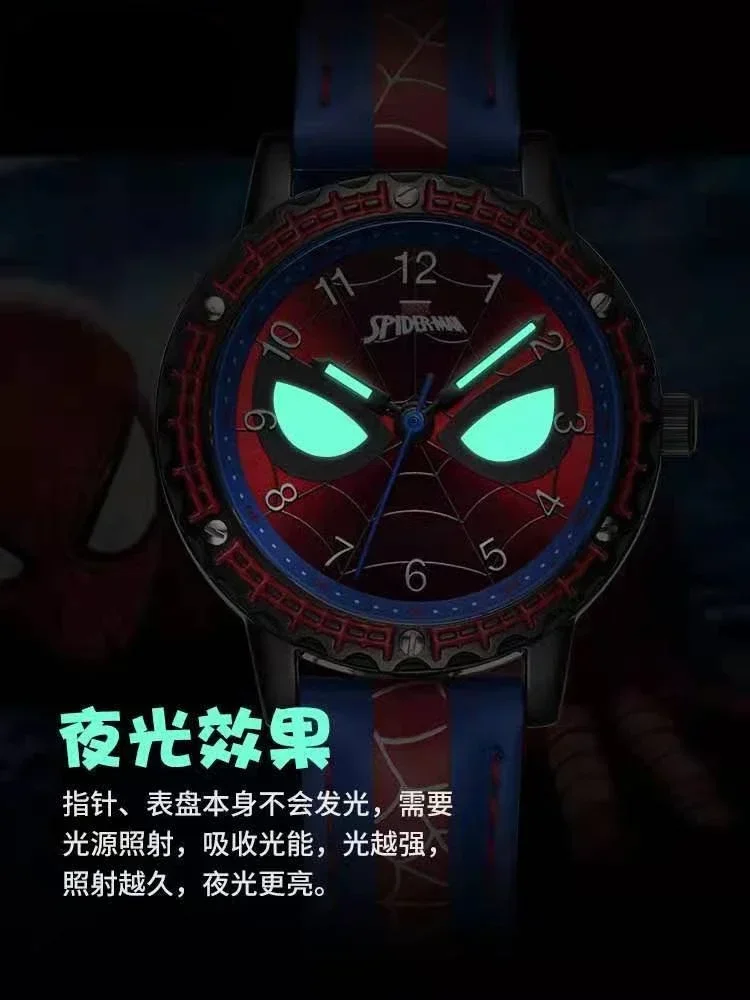 Disney Spiderman Kinderuhr Cartoon Wasserdichte Quarz-Armbanduhr für Jungen Zeitmaschinen Top-Marke Kinder Sportuhren Uhr