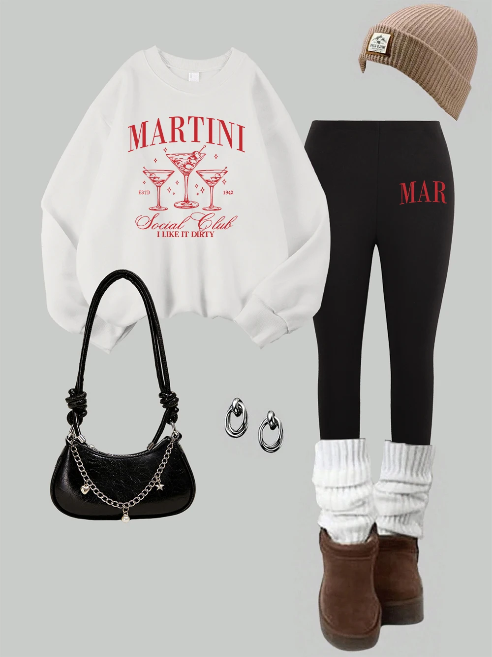 

Женский комплект из 2 предметов, коктейльный свитшот с принтом для социального клуба, леггинсы, модные теплые флисовые штаны с капюшоном, осенняя женская одежда