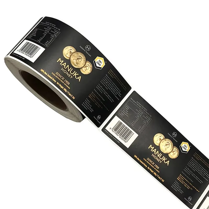 1000pcs Luxury Gold Foil Vinyl Label｜Custom Self-Adhesive Roll Stickers｜UV Printed Embossed Logo Packaging Labels