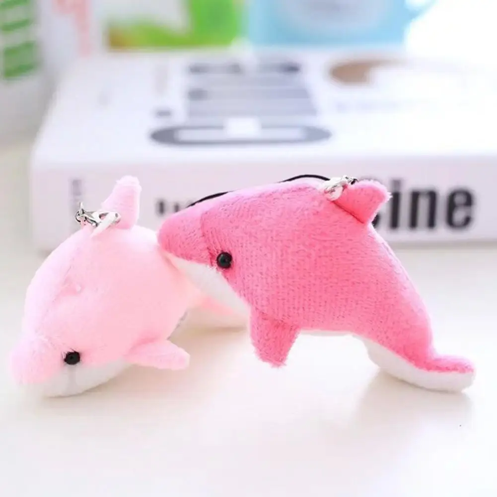 Cute Cartoon Doll Pendant PP Cotton Plush Dolphin Charm Hanging Stuffed Dolphin Doll Keychain Purse Accessories  Decoration