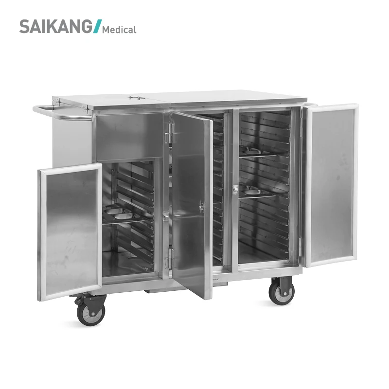 SKH012 304 Stainless Steel Sealed Electric Heating Disinfect Hospital Meal Serving Trolley Supplier