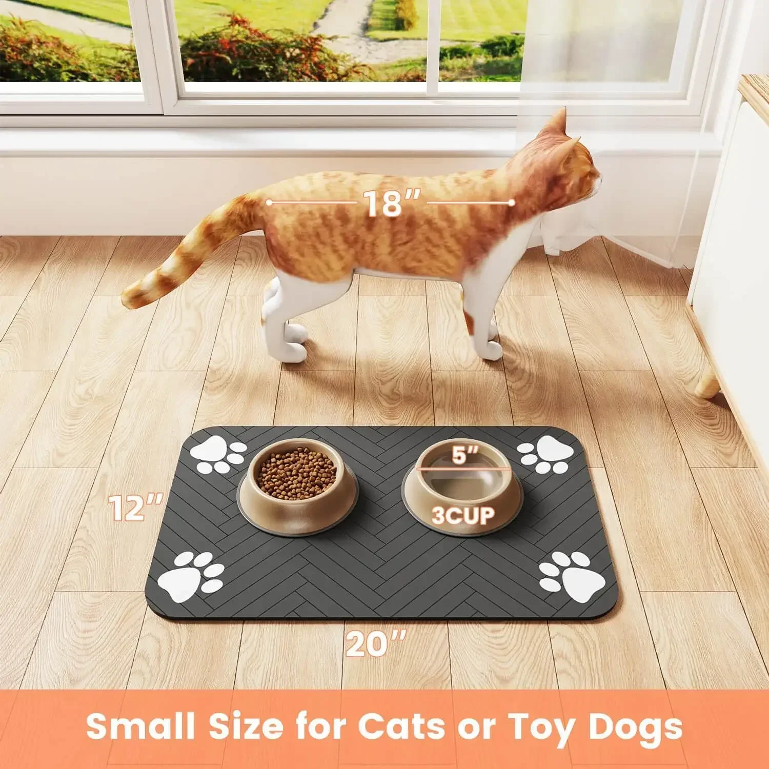 Pet Feeding Mat Absorbent Pets Placemat for Food and Water Bowl with Waterproof Rubber Backing Quick Dry Water Mat for Dog Cat