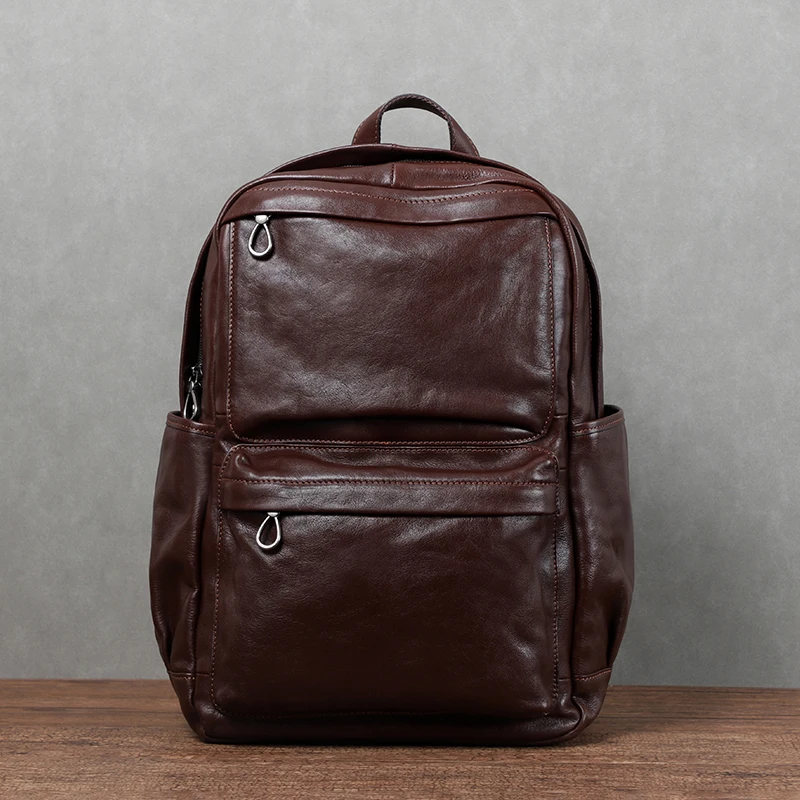 Genuine Leather Men Backpack Vintage Laptop Bag Large Capacity Travel Backpack Head Layer Cowhide Leather Computer Bag pack