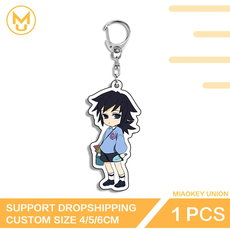 Uzui Tengen Kanroji Mitsuri سلسلة مفاتيح من الكرتون Kawaii شفافة لتقوم بها بنفسك الإبداعية الفنية ثنائية الأبعاد الحلي المعلقات