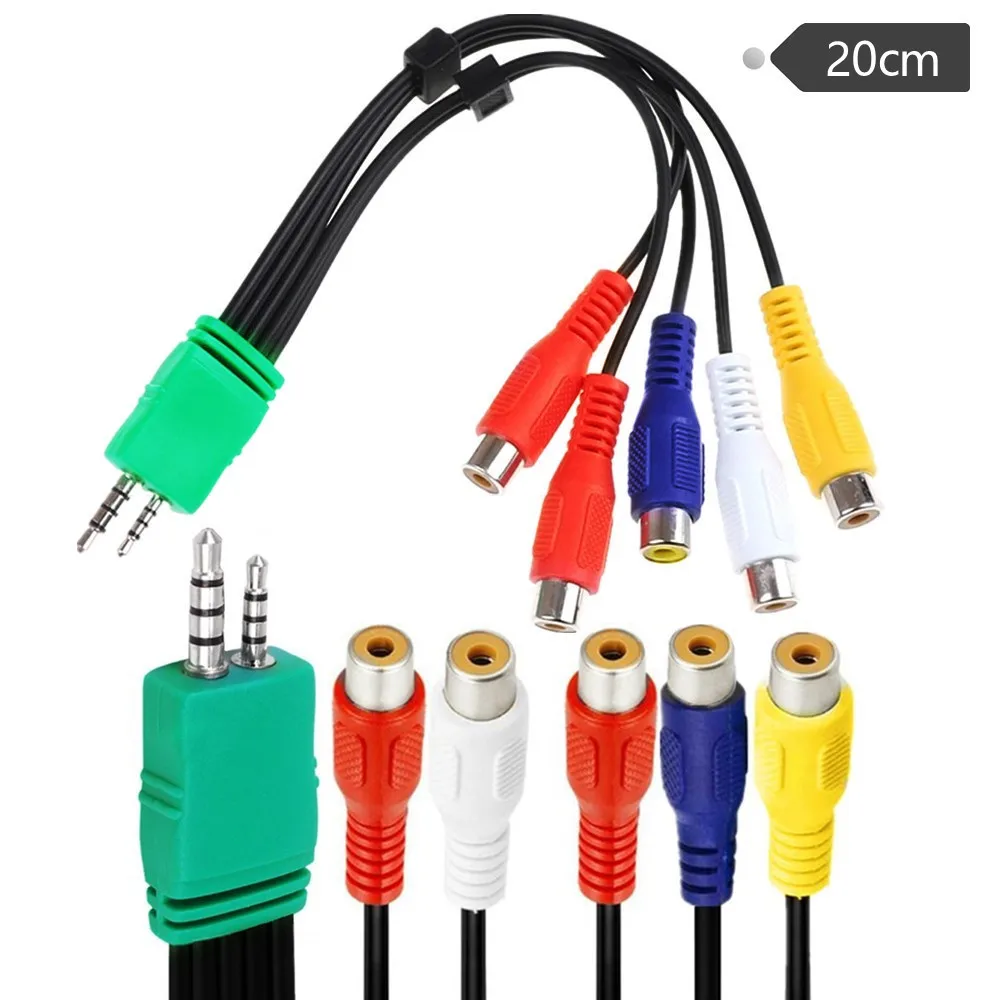 Cable adaptador AV macho de 3,5mm y 2,5mm, conector macho a 5RCA hembra, para Audio y vídeo, Compatible con Samsung, LED, LCD, TV, BN39-01154, 0,3 m