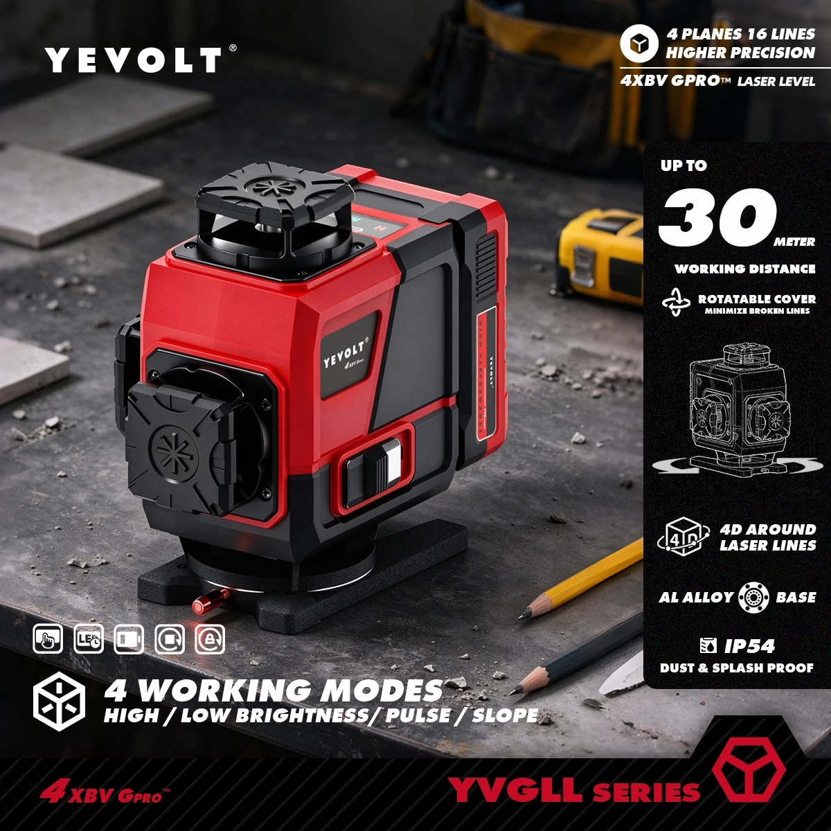 Laser Level 4D 16 Line Green - يفولت 4x360 ° جهاز قياس مستوى
