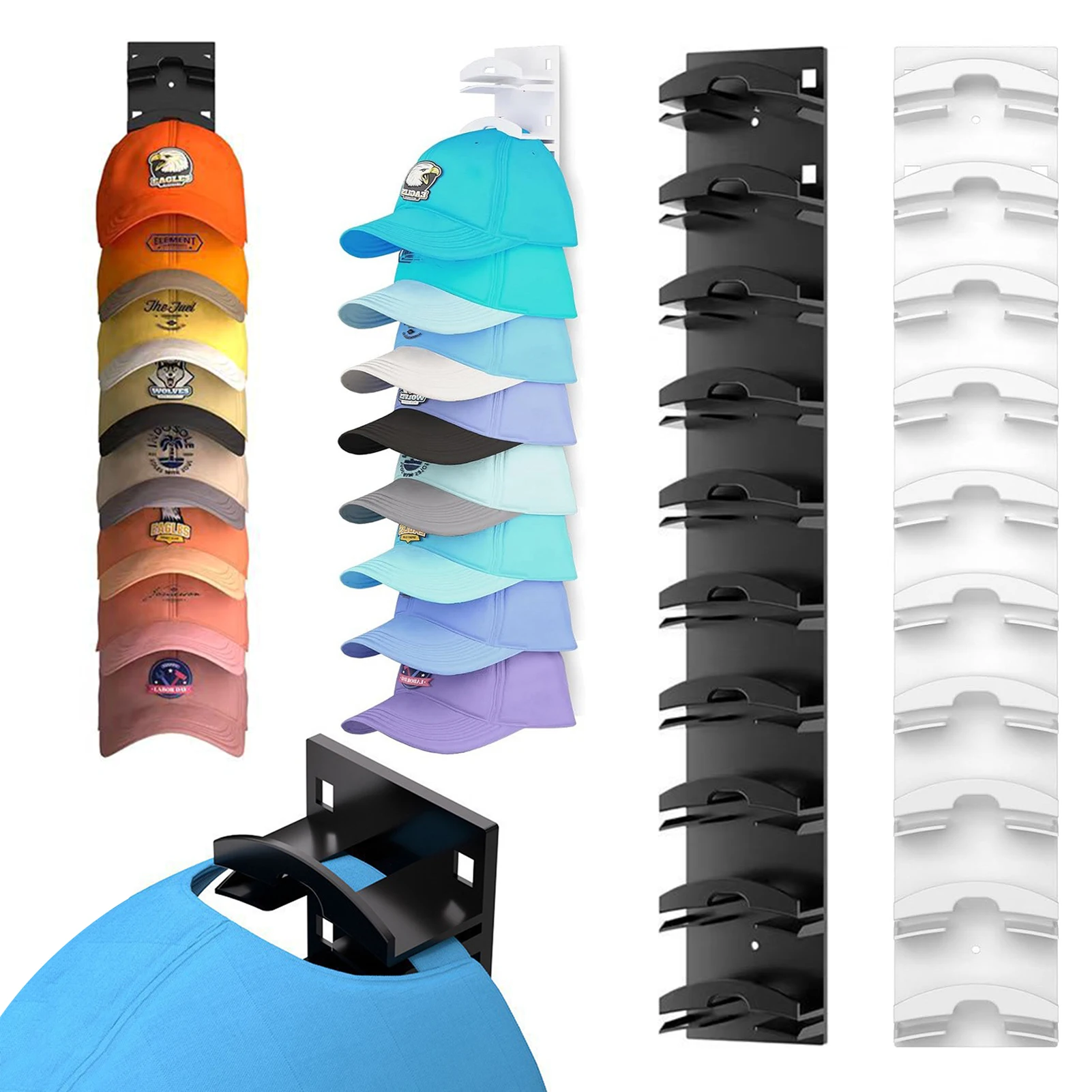 Organizador de sombreros de 10 rejillas, soporte de exhibición montado en la pared, colgador que ahorra espacio, soporte para sombreros para el hogar, dormitorio, estante para gorras de béisbol