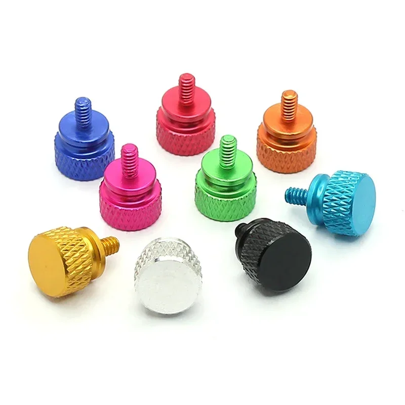 10Pcs 6#-32*6 Aluminum Alloy Knurled Thumb Screws M3.5 Computer Case Side Panel Hard Disk Hand Screw Screws Tools