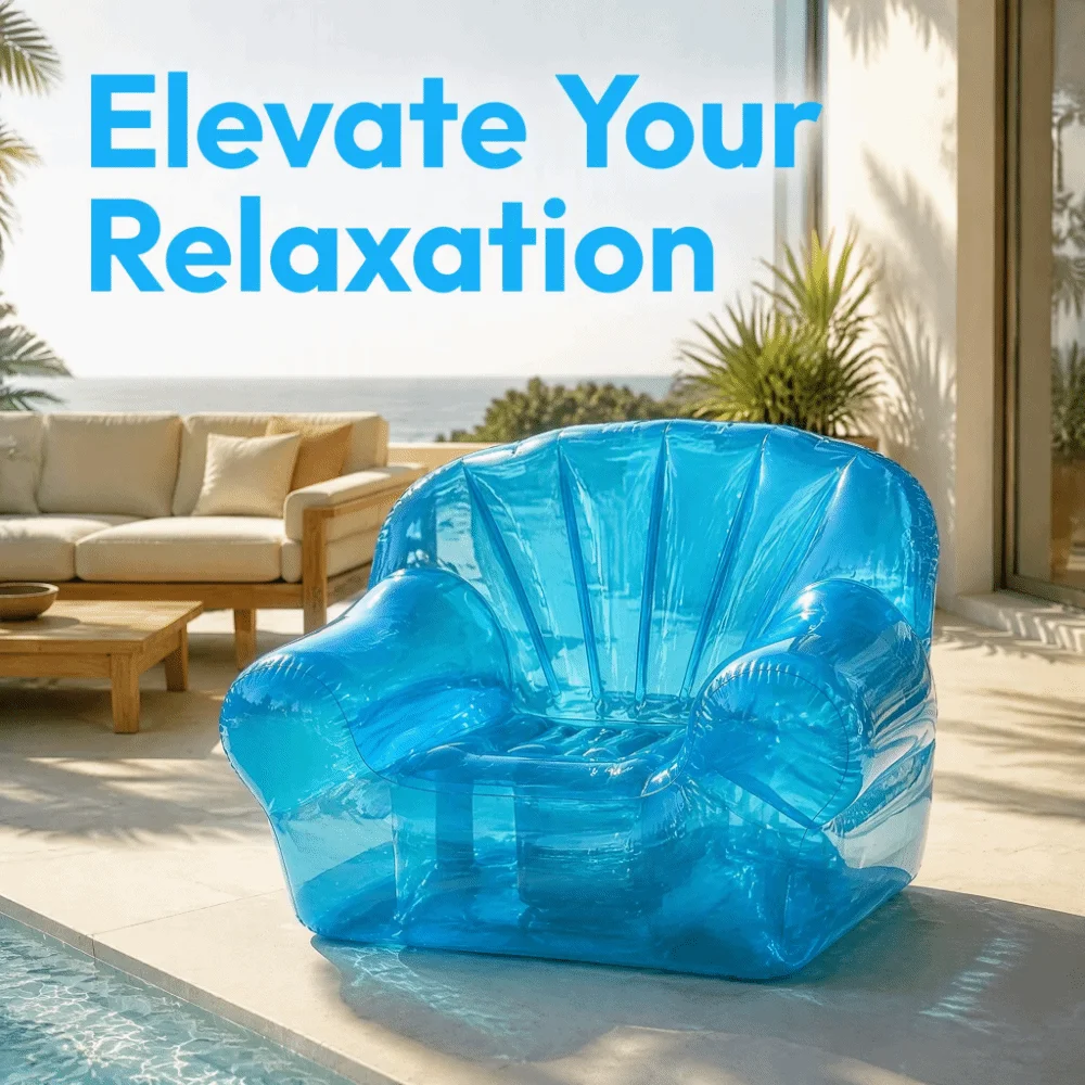 Easy‑to‑inflated Transparent Inflatable Sofa Thickened PVC Portable Inflatable Lounger Lightweight Inflatable Couch Camping