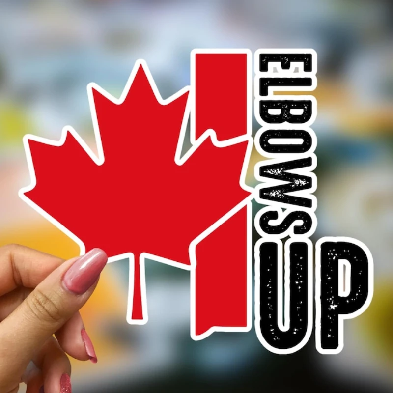 

1PC Elbows Up Maple Leaf Scooter Stickers Waterproof for Motorbike Helmet Fuel Tank Car Window Bumper Laptop Vinyl Decals