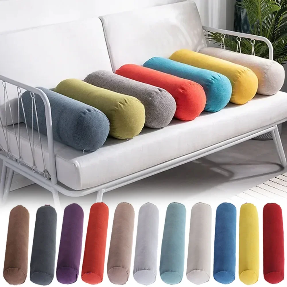 Cylindrical Throw Pillow Solid Color Velvet Pedicure Beauty Foot Pillows Headboard Neck Pillow Sofa Cushion Candy Pillows