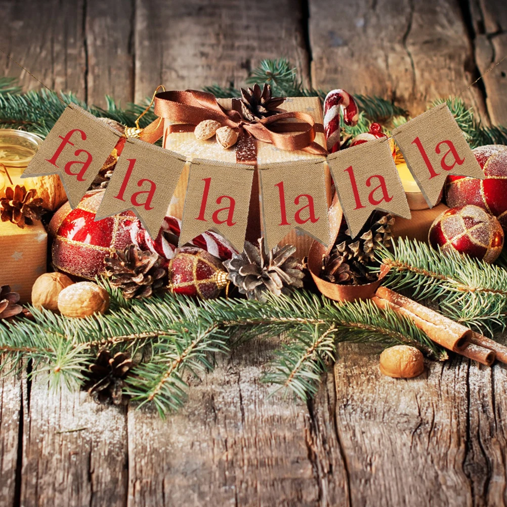 

Burlap Banner Xmas Party Decoration Hanging Bunting Fa Garland Christmas Flag Home Wall Tree Decorative Pull Indoor
