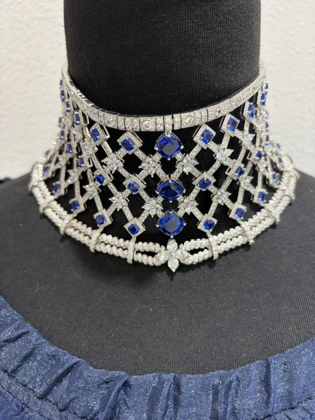 luxury heavey-craft 925 sterling silver zirconia short choker necklace for party MIYI fine women jewelry wideth