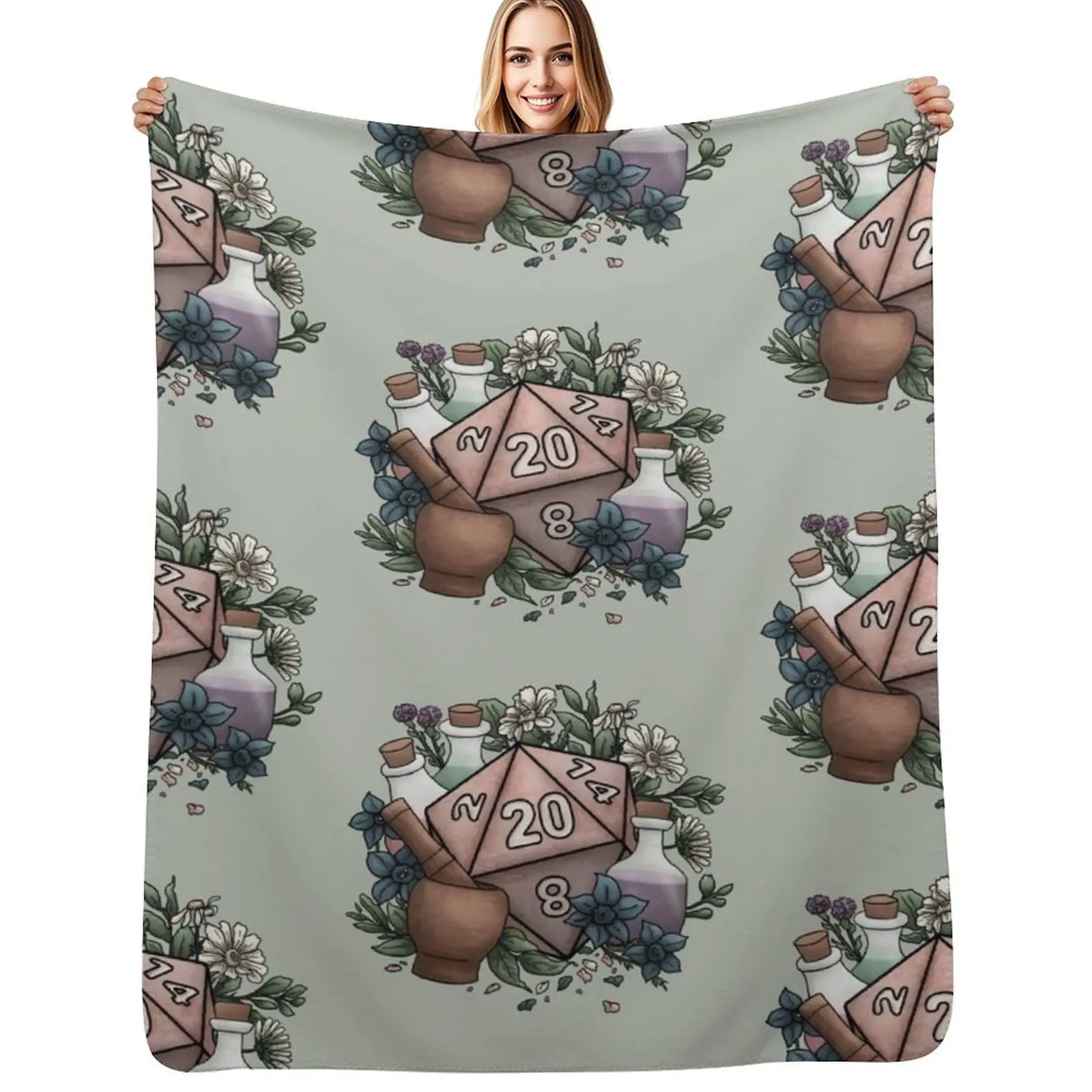 Alchemist D20 Tabletop RPG Gaming Dice Throw Blanket Warm Plush Fuzzy Blanket for Living Room