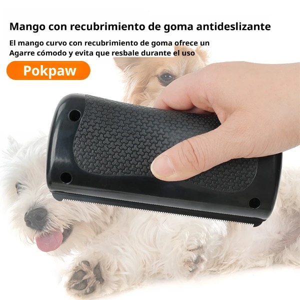 POKPAW Cepillo Deslanador para Perros y Gatos – Rascador Quitapelos para Aseo y Cuidado de Mascotas, Cepillo de Cuchilla para Adelgazar el Pelo, Rasqueta Profesional para Caballo