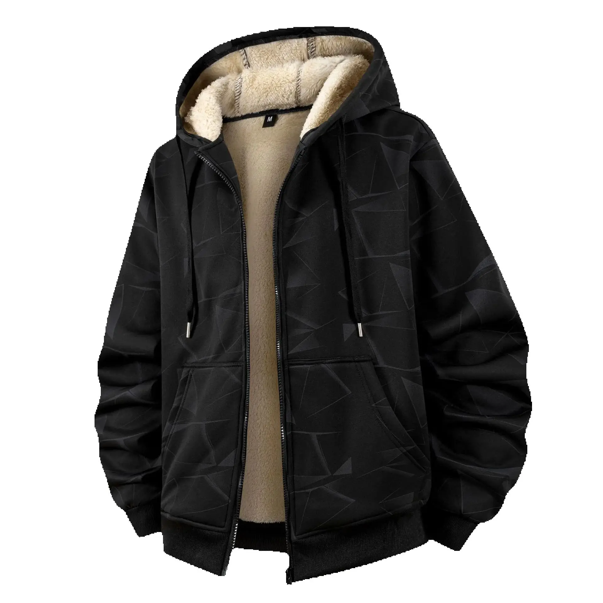 

Men's European-Style Thickened Plus-Size Fleece Sweatshirt Winter Hooded Jacket Camouflage Lambskin Sportswear