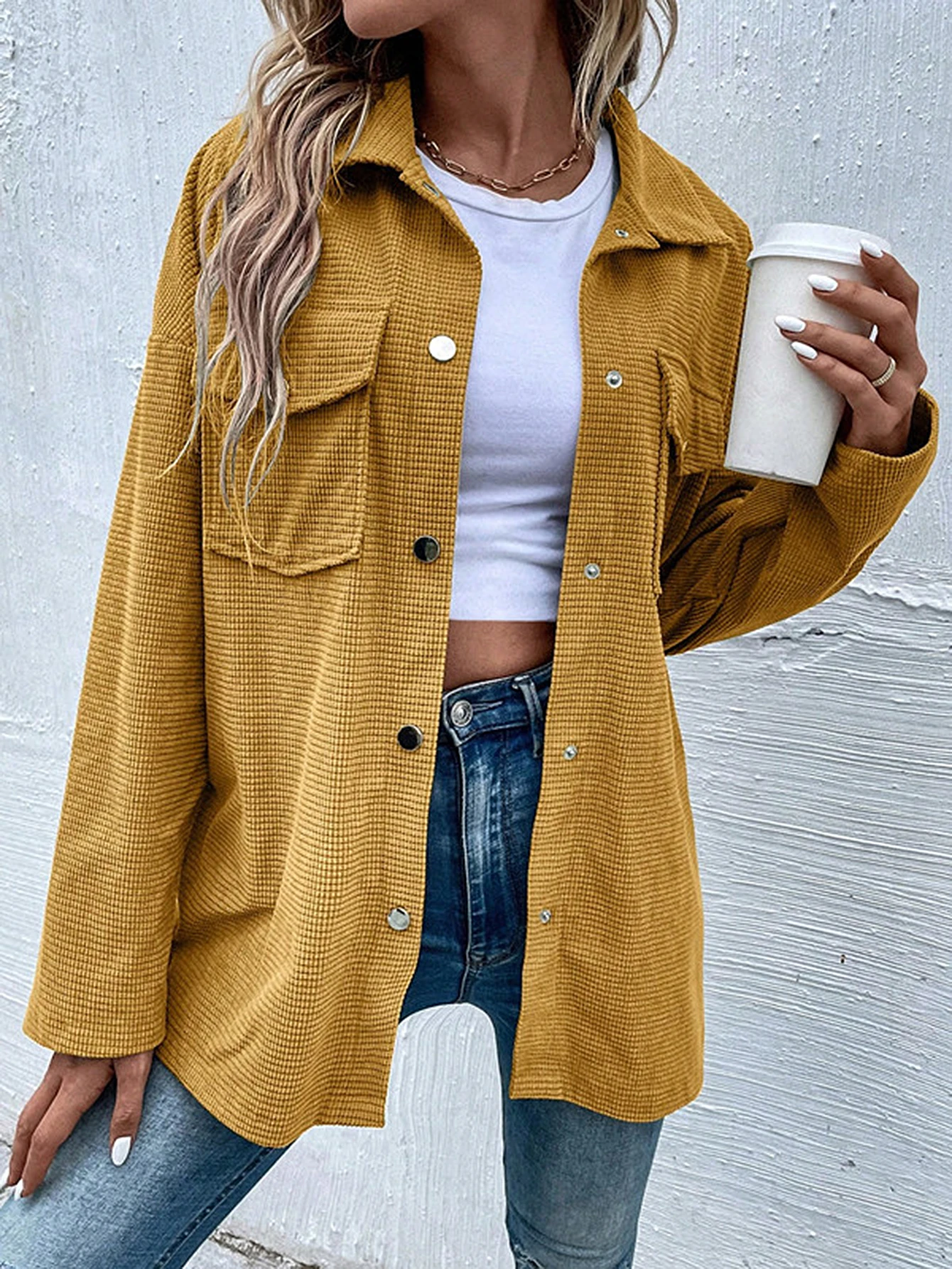 Kemeja Wanita Musim Gugur Musim Dingin Harian Dasar Kancing Tunggal Warna Solid Lengan Panjang Kerah Kemeja Kasual