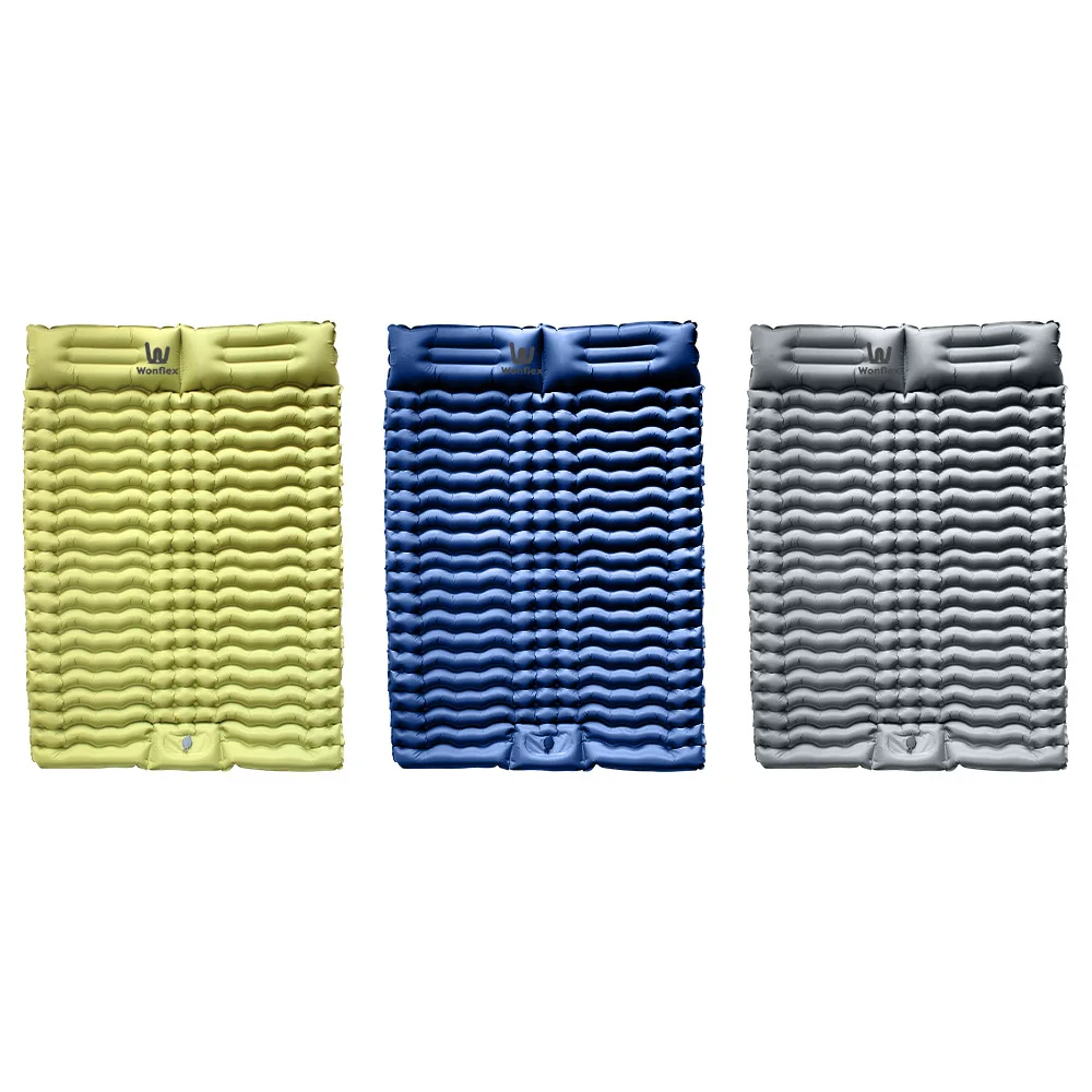 Camping Climbing Portable TPU Inflatable Mattress Moisture-Proof Ultra-Elastic Rectangular External Inflator Pump Double Bed Mat