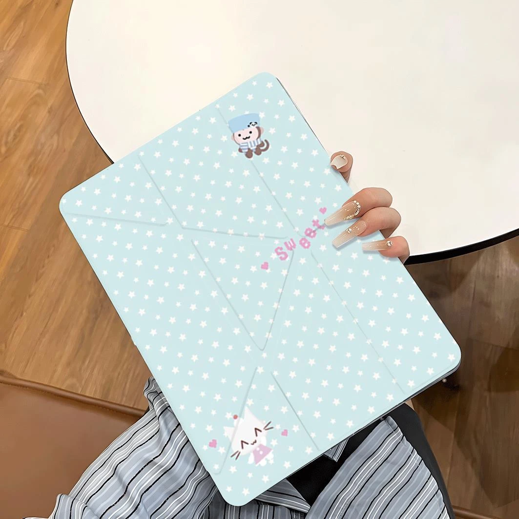 Cute Blue Star Tablet Case For iPad Pro 11 12.9 13 A16 M2 M4 M3 M5 Shell 8.3 9.7 10.2 5/6/7/8/9/10/11th Mini Air 3 4 5 6 7 Cover