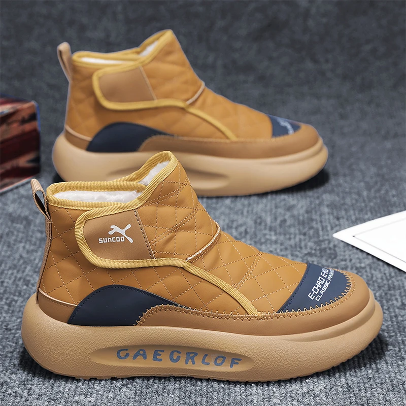 

Thickened Fleece Lined High Top Snow Boots Men's Winter Shoes Warm Anti-Cold Leather Fur Integrated Cold Resistance Northeast...