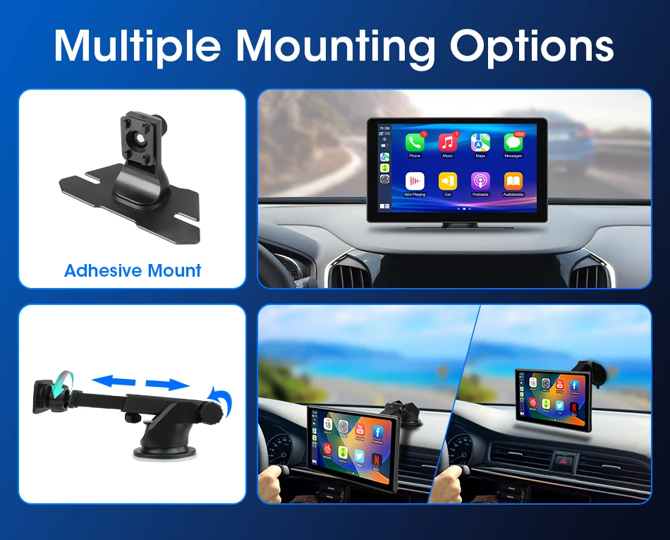 Srnubi 10" Zoll Auto Wireless Carplay & Android Auto Navigation Rück FM AUX WIFI Tragbarer Multimedia-Touchscreen-Monitor – Detail 13