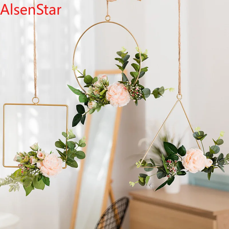

Iron Hanging Artificial Flower Wall Hanging Fake Flowers Pendant Basket Plant Pot Hanger Holder Home Garden Balcony Decoration