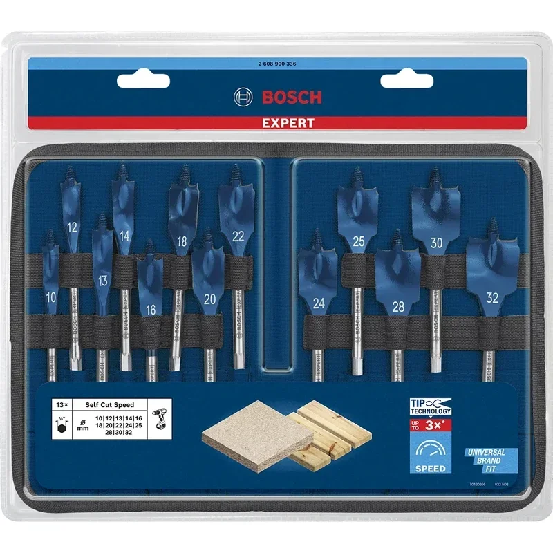Bosch EXPERT Self Cut Speed Spade Drill Bit Set Long Shank Woodworking Drill Bits Wood Board Expansion Drill Bit Set
