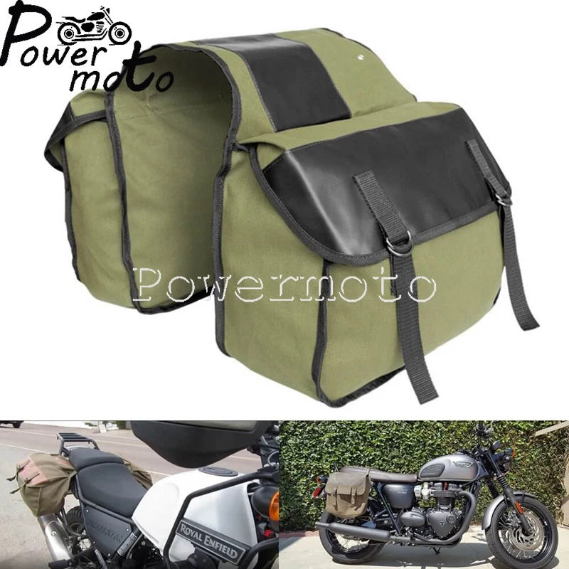 2021Upgrade Touring Motorbike Saddle Bag Motorcycle Canvas Waterproof Panniers Box Side Tools Bags Pouch For Suzuki Harley Honda