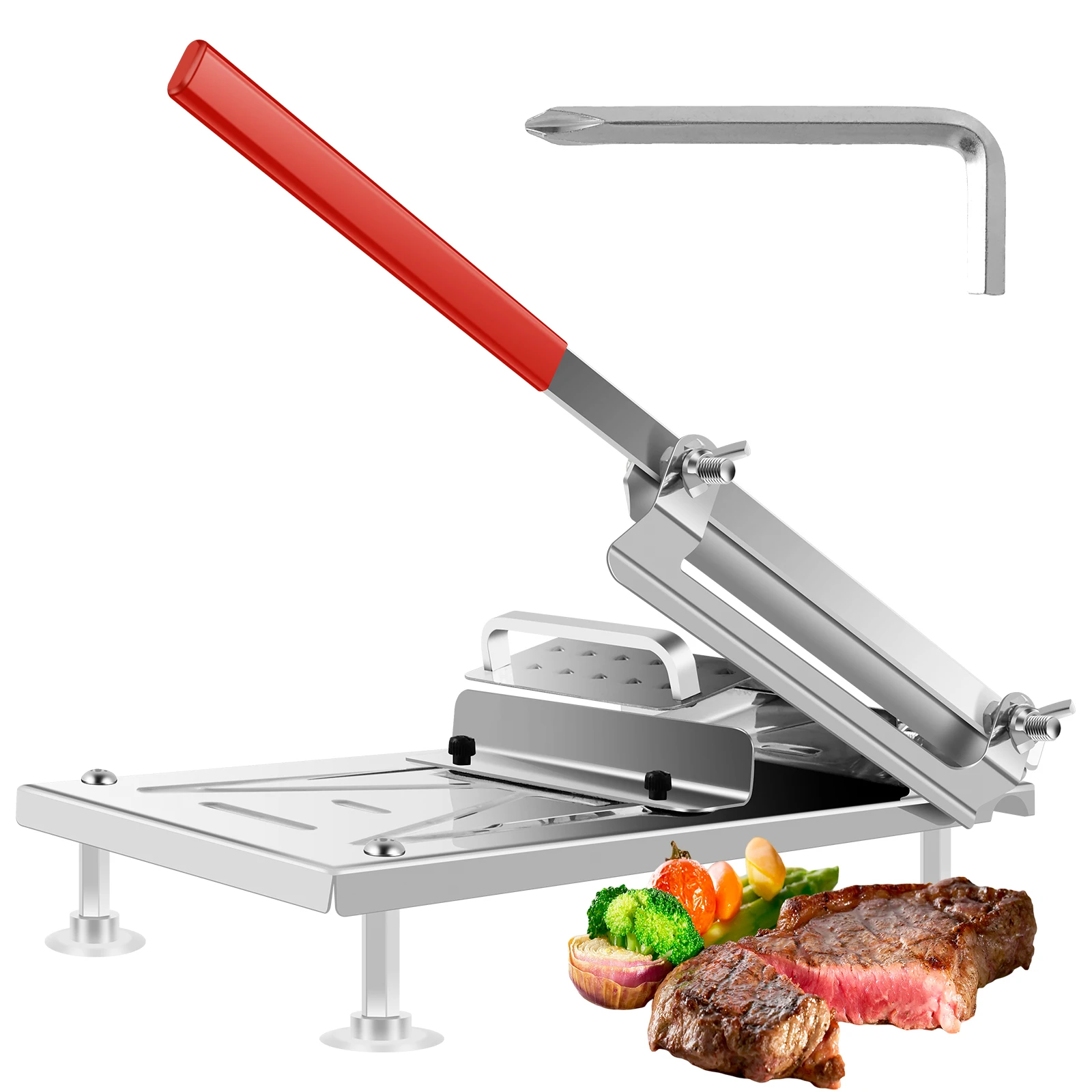 Frozen Meat Slicer Practical Stainless Steel Meat Cutter Adjustable Slicing Thickness Manual Meat Slicer for Home Kitchen