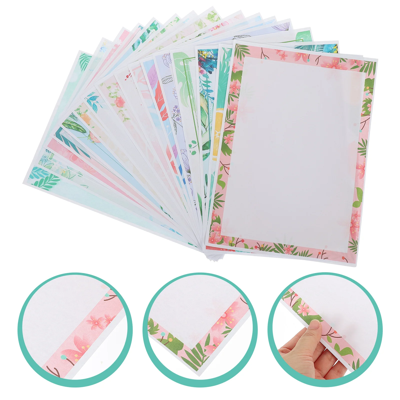 160 Pcs Printer Paper Letter Stationery Students Writing Decor Fresh Flower Border Floral Child