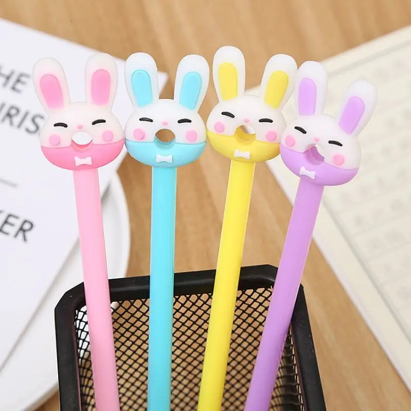 4 Piece Cute Cartoon Rabbit Gel Ink Pens Stationery Material Gel Pen