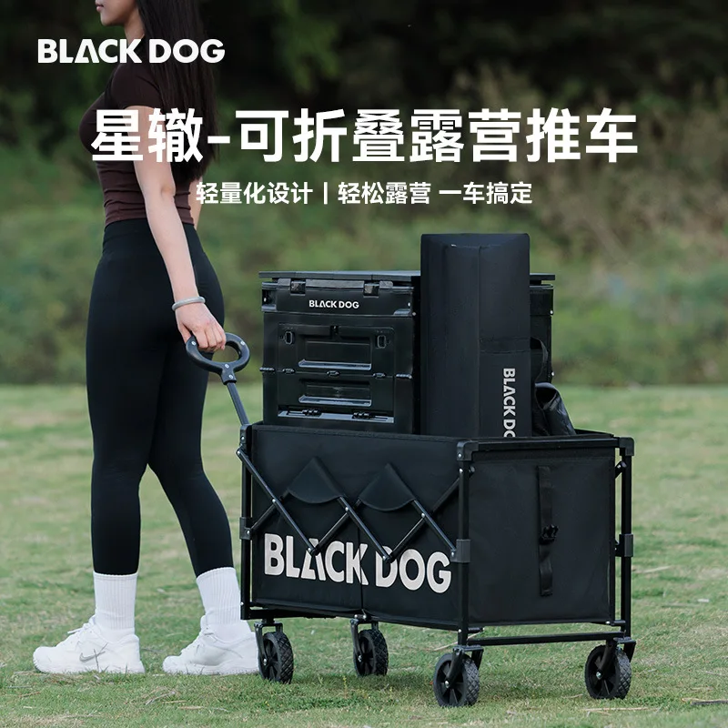 custom.Black Dog Camping Car Cart Outdoor Camping Hand Pulled Car Stall Table Board Folding Trailer Camping Car