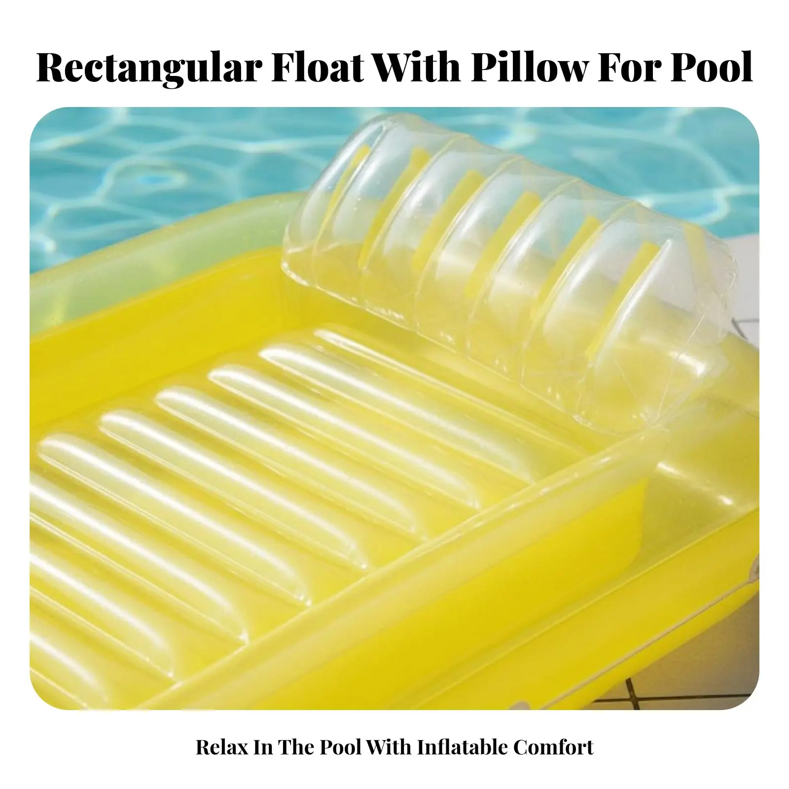 Aufblasbare Poolliege, Wasserliege mit Kissen, Rechteckiges Wasserbett, Tragbar